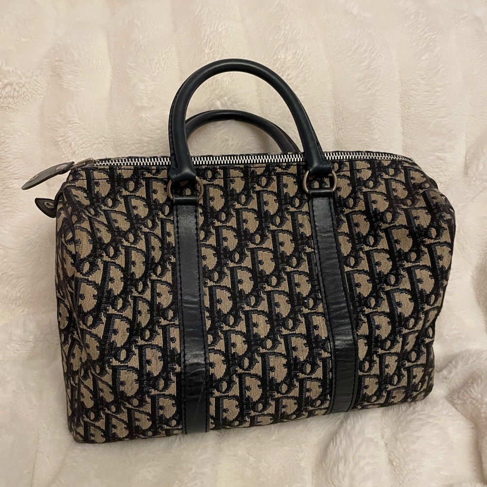 Dior Black and Tan Monogram Boston Bag